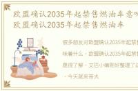 欧盟确认2035年起禁售燃油车意味着什么，欧盟确认2035年起禁售燃油车